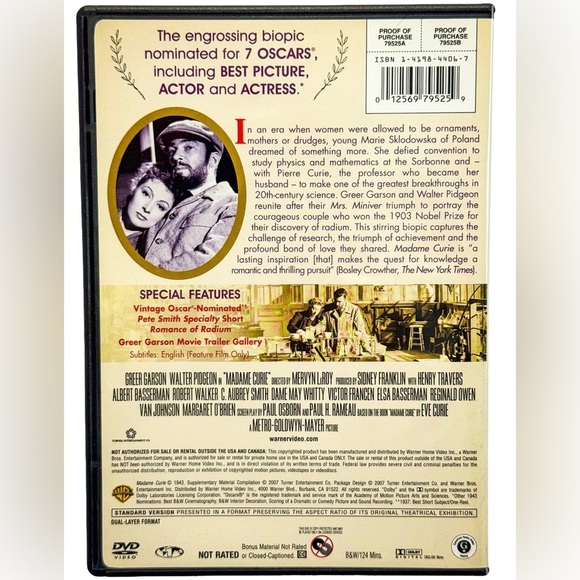 Madame Curie DVD (1943) Greer Garson, Walter Pidgeon – Classic Biopic - Picture 3 of 3